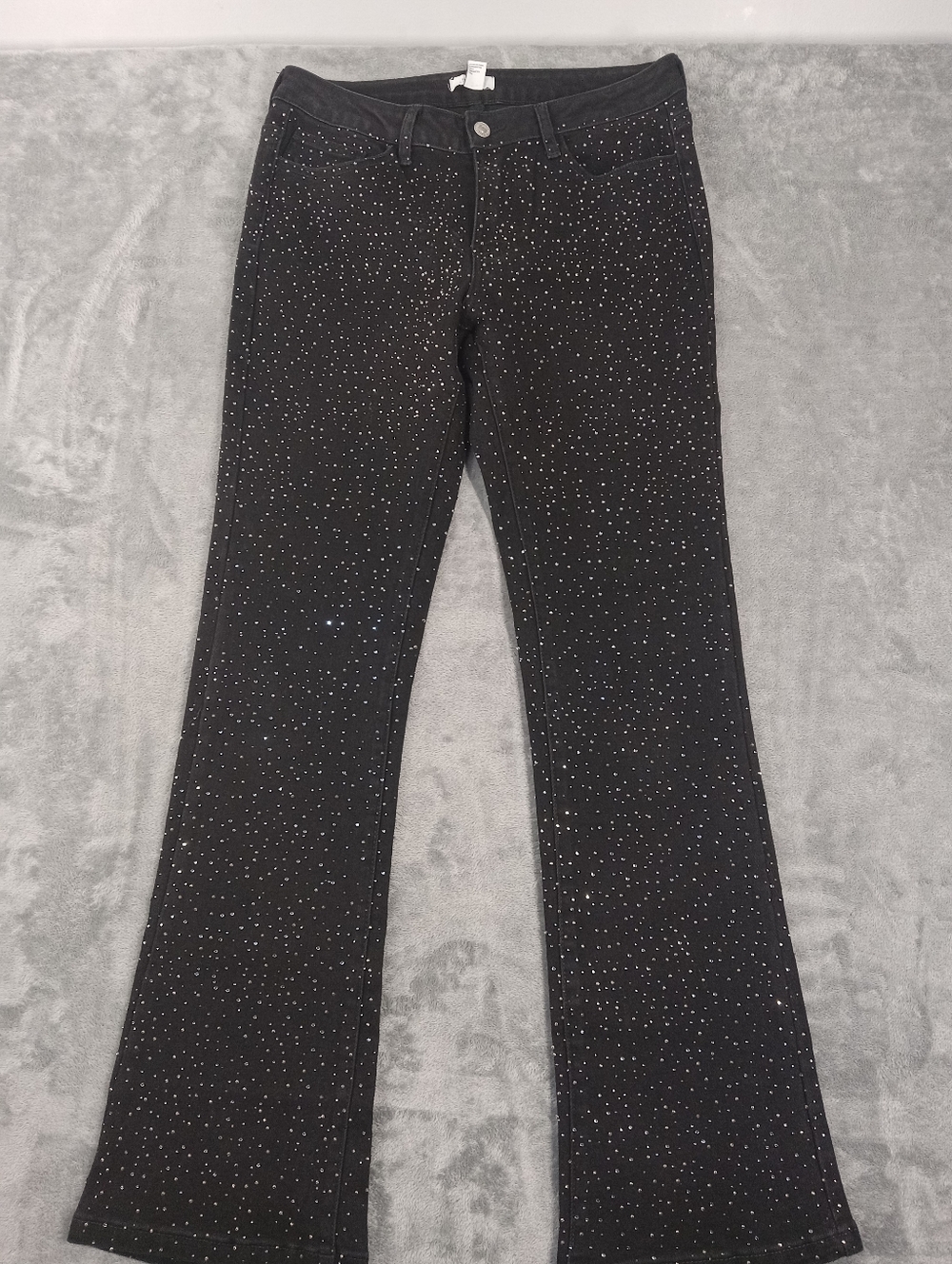 Forever 21 Black Rhinestone Flare Jeans Size 30X30 - Picture 1 of 12